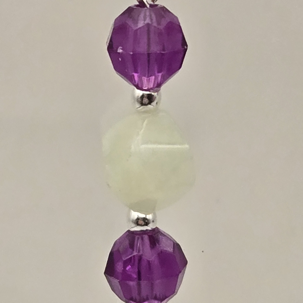 #B273- Striped Purple and Blue Earrings- Morganite Beads - Picture 3 of 4